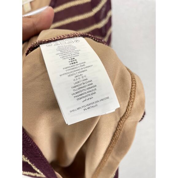 Michael Kors Women’s M‎ Metallic Stripe Pullover Sweater Purple Long Sleeve NWT - Picture 7 of 9